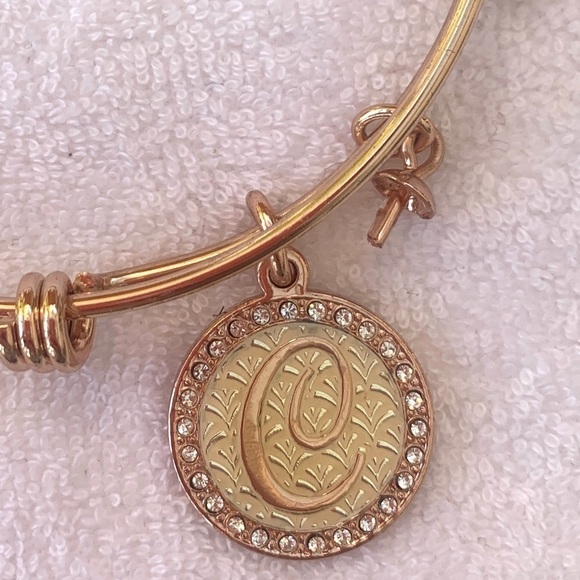 LA CN Initial C Crystal and Rose Gold Charm Bracelet, Expands 2”-3.5” - Picture 2 of 3